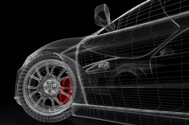 siyah bir 3D araba mesh