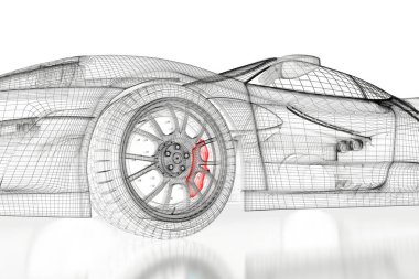 siyah bir 3D araba mesh