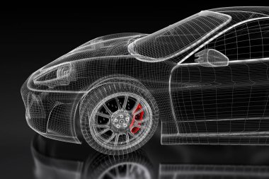 3D spor araba bir siyah