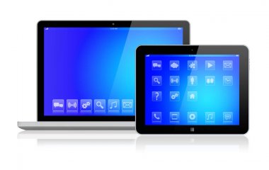 Mavi ekranlı dizüstü ve tablet pc