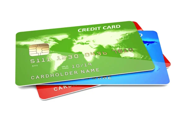 Πιστωτικές κάρτες σε ένα λευκό — Φωτογραφία Αρχείου