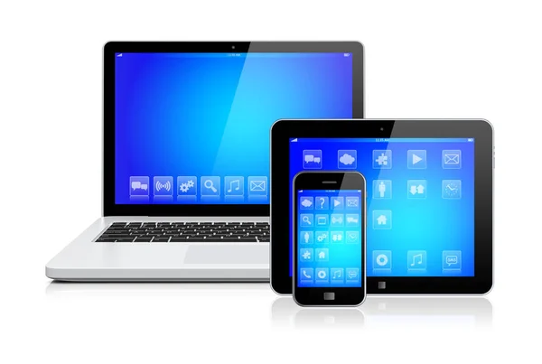 Laptop, tablet pc en smartphone — Stockfoto