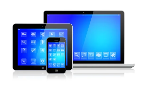 Computer portatile, tablet pc e smartphone — Foto Stock