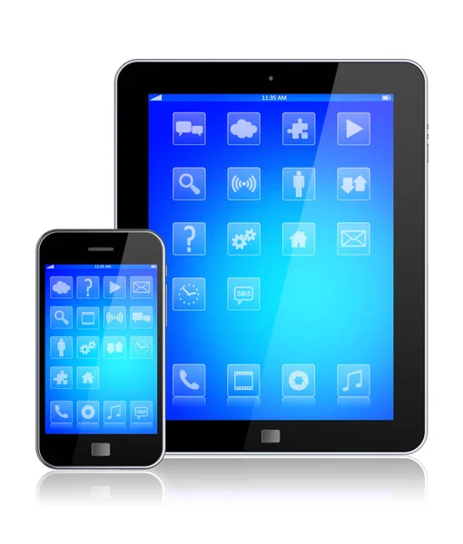 Telefone celular com tablet PC — Fotografia de Stock