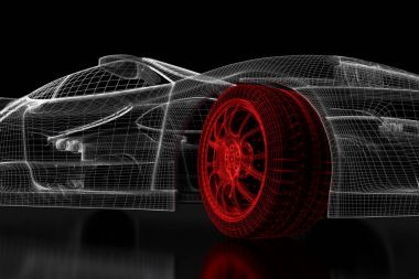 siyah bir 3D araba mesh