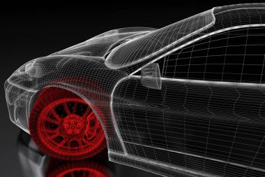 siyah bir 3D araba mesh