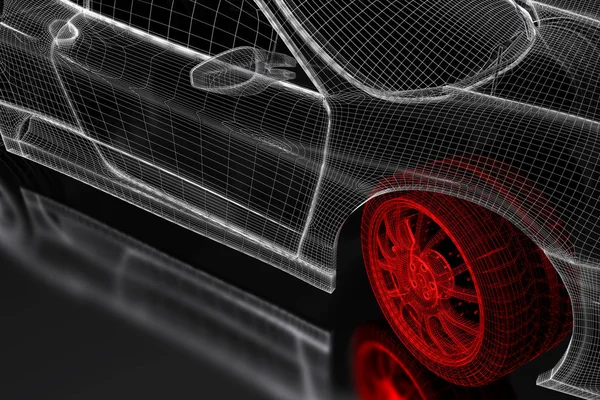 3D car mesh on a black — Stock Photo, Image