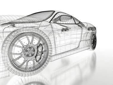 siyah bir 3D araba mesh