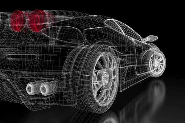 siyah bir 3D araba mesh