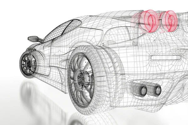 3D auto sítě na bílé — Stock fotografie