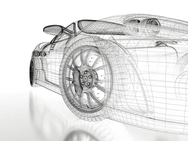 3D auto sítě na černém — Stock fotografie