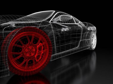 siyah bir 3D araba mesh