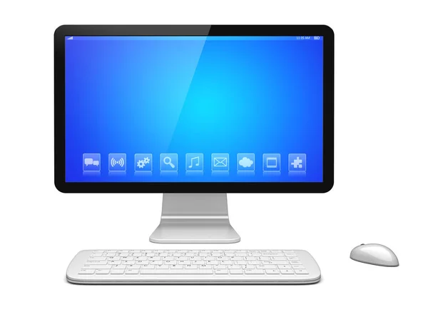 Komputera stacjonarnego, na biały — Zdjęcie stockowe