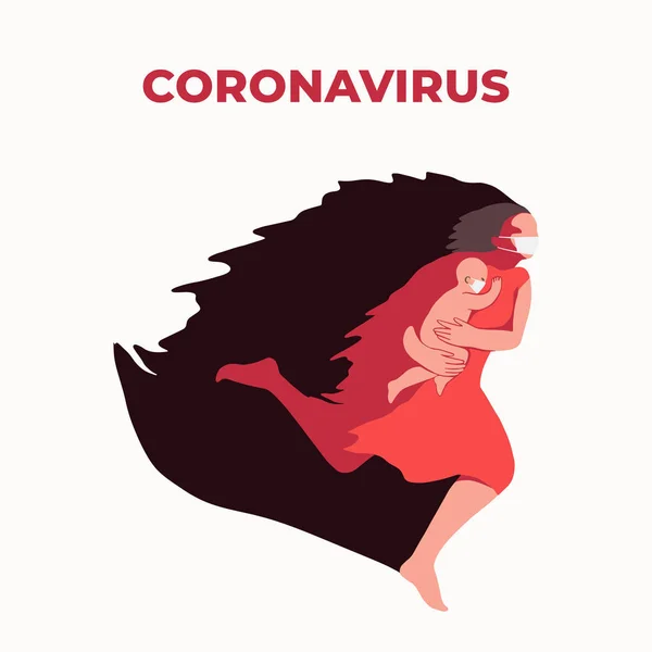 Coronavirus έννοια, ζωγραφισμένα στο χέρι εικονογράφηση σε λευκό φόντο — Διανυσματικό Αρχείο