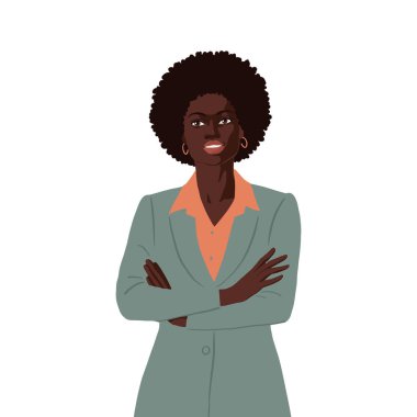 Düz Afrikalı iş kadını, kendine güvenen bir kadının gerçekçi portresi.