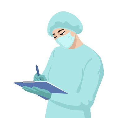 Üniformalı Asyalı kadın doktor. Gerçekçi düz portre.