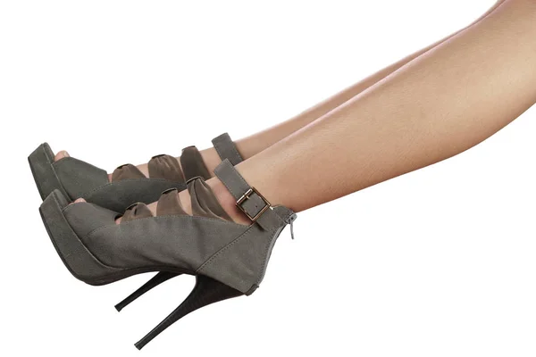 Nogi Kobiet Wysokie Obcasy Moda Białym Tle — Zdjęcie stockowe