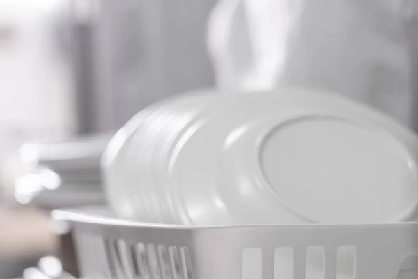 White clean dish on a dish rack