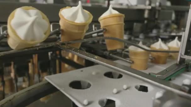 Παγωτό γραμμή παραγωγής στο εργοστάσιο τροφίμων — Αρχείο Βίντεο