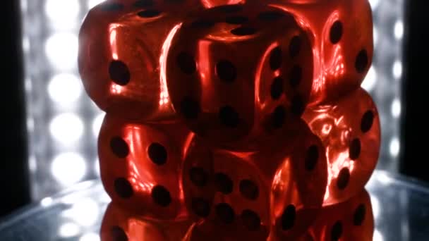 Red and transparent dice rotate on light background — Stock Video