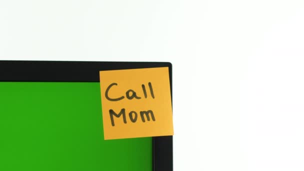 "Call mom" sticker, pc, chroma key. White background. Copy space. Communication — Stock Video