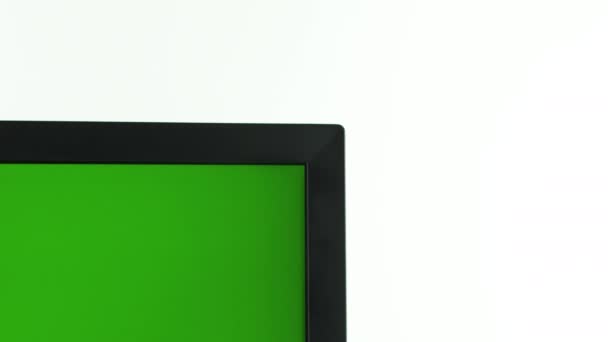 "Biertijd "sticker op monitor, chroma sleutel. Witte achtergrond. Kantoorconcept — Stockvideo