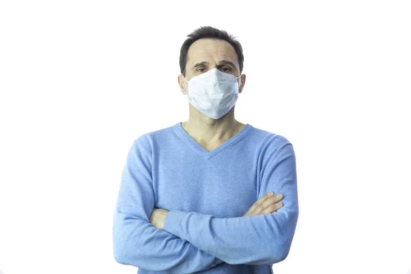 Man medical mask isolated studio. Coronavirus 2019-ncov covid-19 concept. — Stock Photo, Image