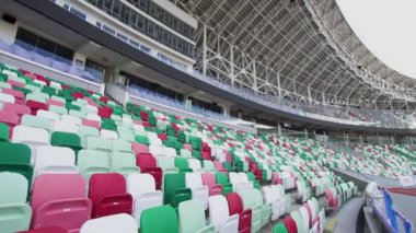 Minsk, Belarus - 2019: Dinamo Stadyumu, Minsk. Şampiyonlar Ligi ve Avrupa Ligi maçları oynanıyor.