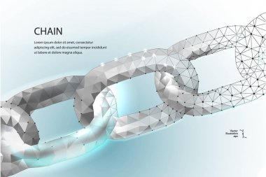 Zinciri. Blockchain bağlantı işaret poli dizayn düşük. Internet teknoloji zinciri simgesi üçgen poligon köprü güvenlik iş ağ kavramı. zincir Çokgen hatta arka plan ile. Vektör