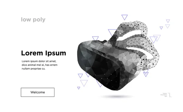 Low Poly Virtual Reality Helm Zukünftige Innovationstechnologie Fantasie Polygonale Dreieck — Stockvektor