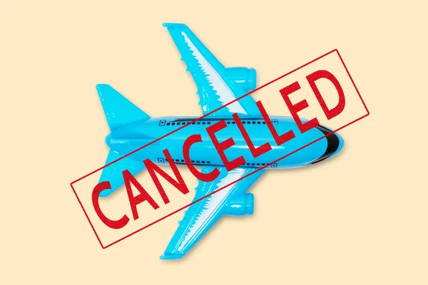 Concept of cancelled flight, travel vacations cancellation because of pandemic of coronavirus and closed boarders .