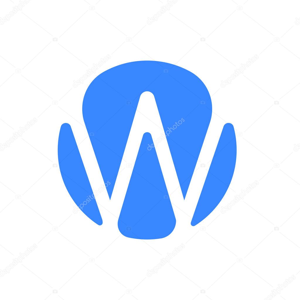 Letter logo modern abstract blue icon of letter W for font logo