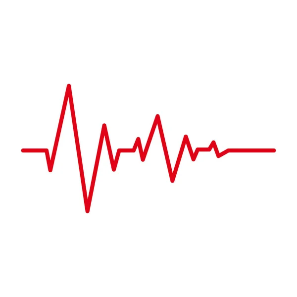 Pulso cardíaco línea roja cardiograma vector iconos aislados sobre fondo blanco. Símbolo médico cardiología latidos del corazón o elemento gráfico osciloscopio — Vector de stock