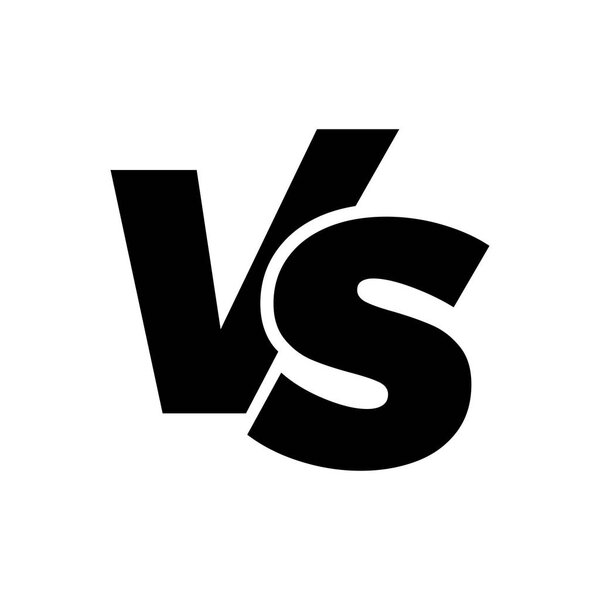VS versus letters vector icon isolated on white background. VS versus symbol for confrontation or opposition design concept