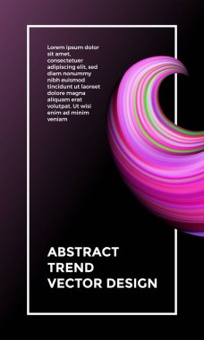 Vektör resim digital arka plan. Yaratıcı canlı 3d boya dalga. Siyah arka plan üzerine parlak degrade boya ile moda pembe sıvı afiş şablon.