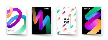 Soyut sıvı desen degrade arka plan şablonları. Vektör modern sıvı 3d tasarım kavramı soyut en az gradyan çizgisiyle etkisi broşür kapak, şablon tanıtım veya el ilanı için şekiller
