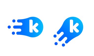 K harfi logo şablonu sıvı kabarcık şeklin modern şirket için. Vektör yaratıcı Z logoda hareket hızı basit futuristik simge tasarım Internet iletişim teknolojisi veya uygulama için