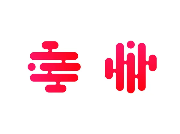 Logo de tecnología diseño tecnológico simple. Vector creativo círculo abstracto redondo rojo forma de flujo icono moderno para la tecnología de construcción o plantilla de logotipo para la comunicación digital o concepto de negocio de Internet — Vector de stock