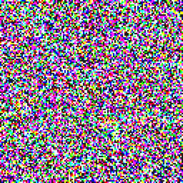 Bruit de pixel TV de canal analogique écran de grain fond sans couture. Effet d'anomalie vectorielle de l'interférence de la neige vidéo ou fond abstrait d'onde de vapeur de distorsion de couleur pixel mosaïque acide problème de couleur — Image vectorielle