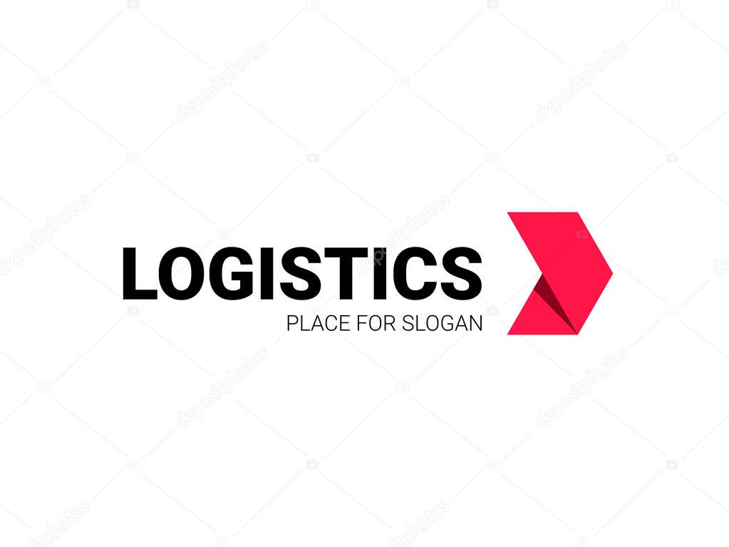 Transport logistic logo of express arrow moving forward for courier delivery or transportation and shipping service. Vector isolated arrows icon template for transport logistics company design