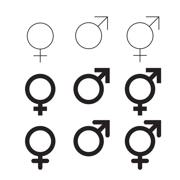Male and female vector isolated gender symbols set on white background. Mars and Venus pictograms — Stock Vector