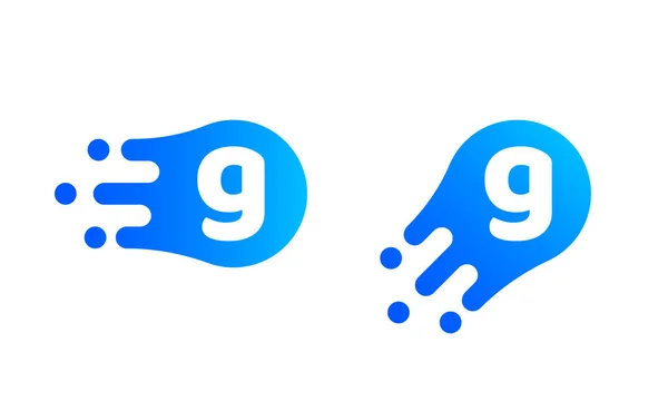 Bokstaven G logotyp mall av abstrakt flytande bubbla form för moderna företag. Vector kreativa Z-logo i rörelse hastighet enkel futuristiska ikon design för internet kommunikationsteknik eller ett program — Stock vektor