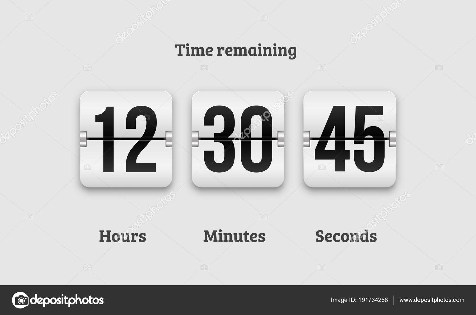 Flip countdown timer numbers on transparent Vector Image