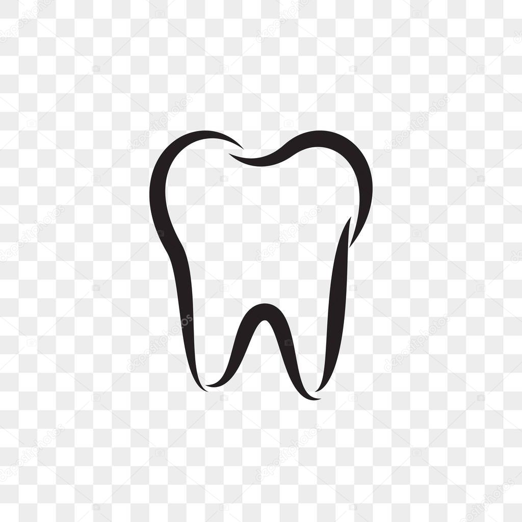Tooth logo icon for dentist or stomatology dental care design template. Vector isolated black outline line tooth symbol for dentistry clinic or dentist medical center and toothpaste package