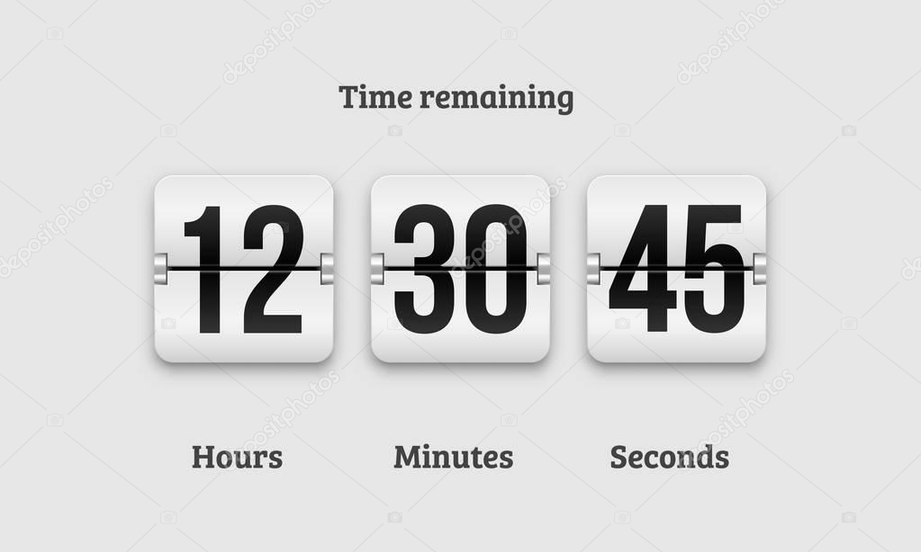 Countdown clock flip counter vector digital timer