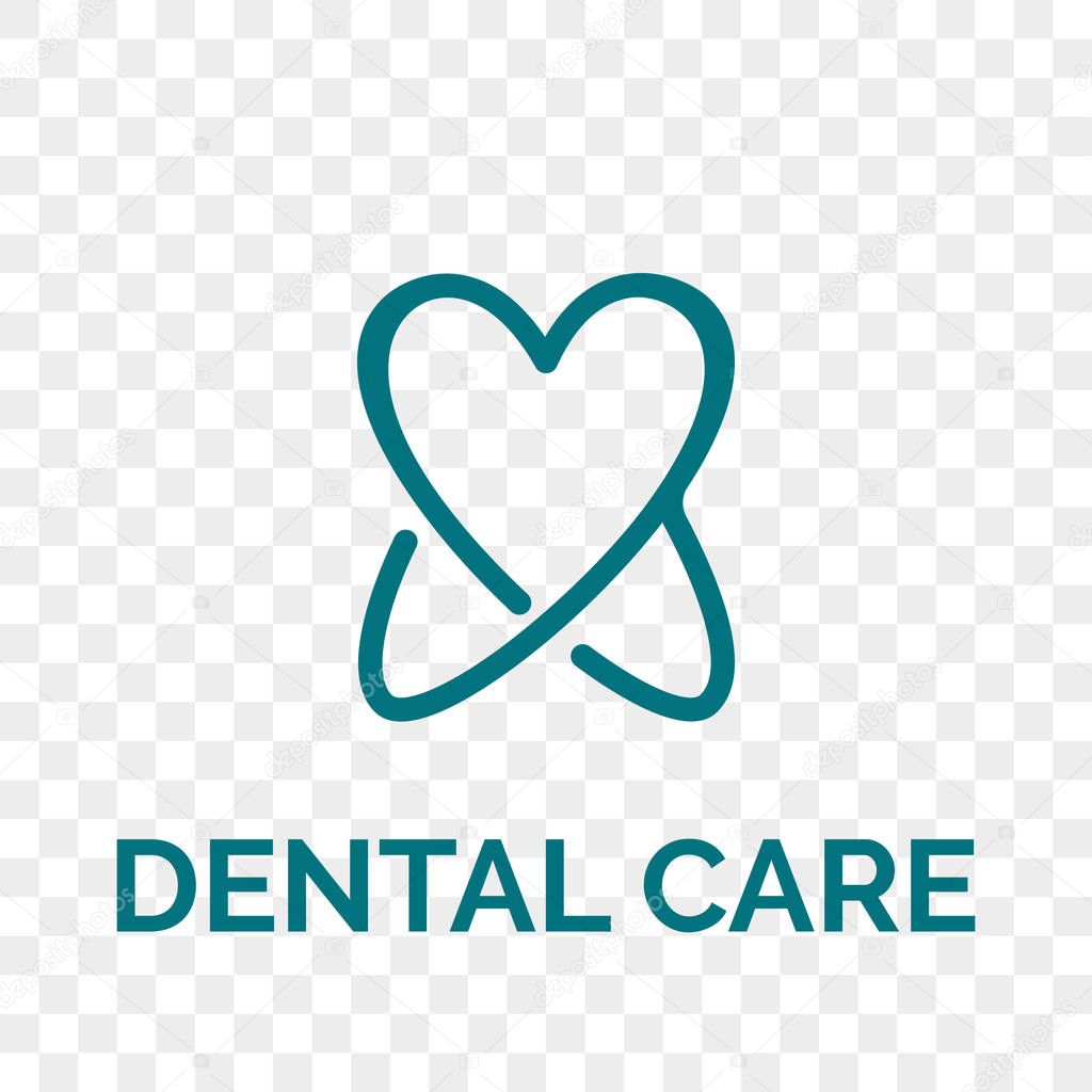 Tooth logo icon for dentist or stomatology dental care design template. Vector isolated line white and blue shine tooth symbol for dentistry clinic or dentist medical center and toothpaste package