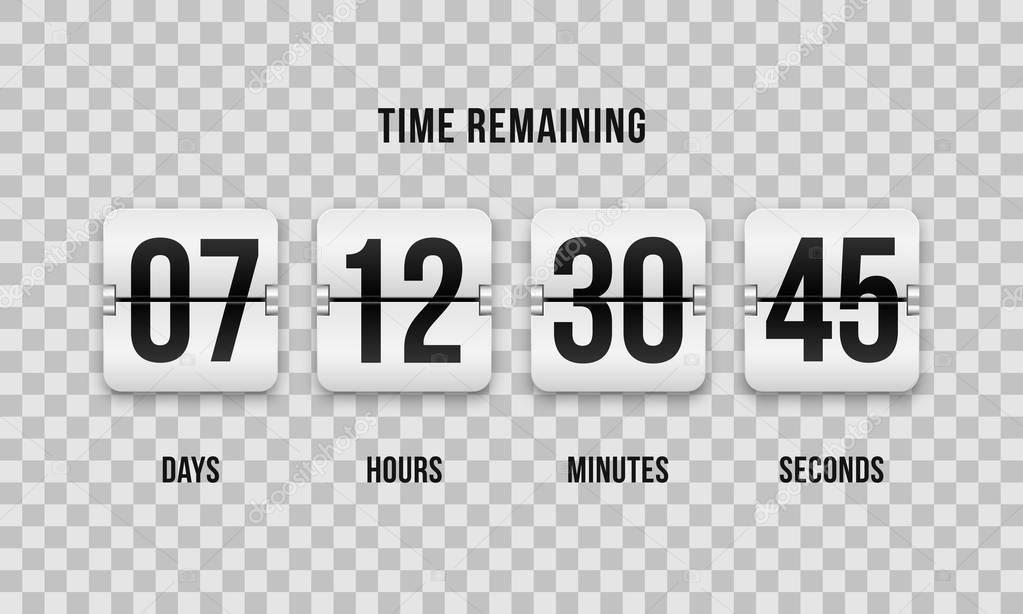 Countdown clock flip counter vector digital timer