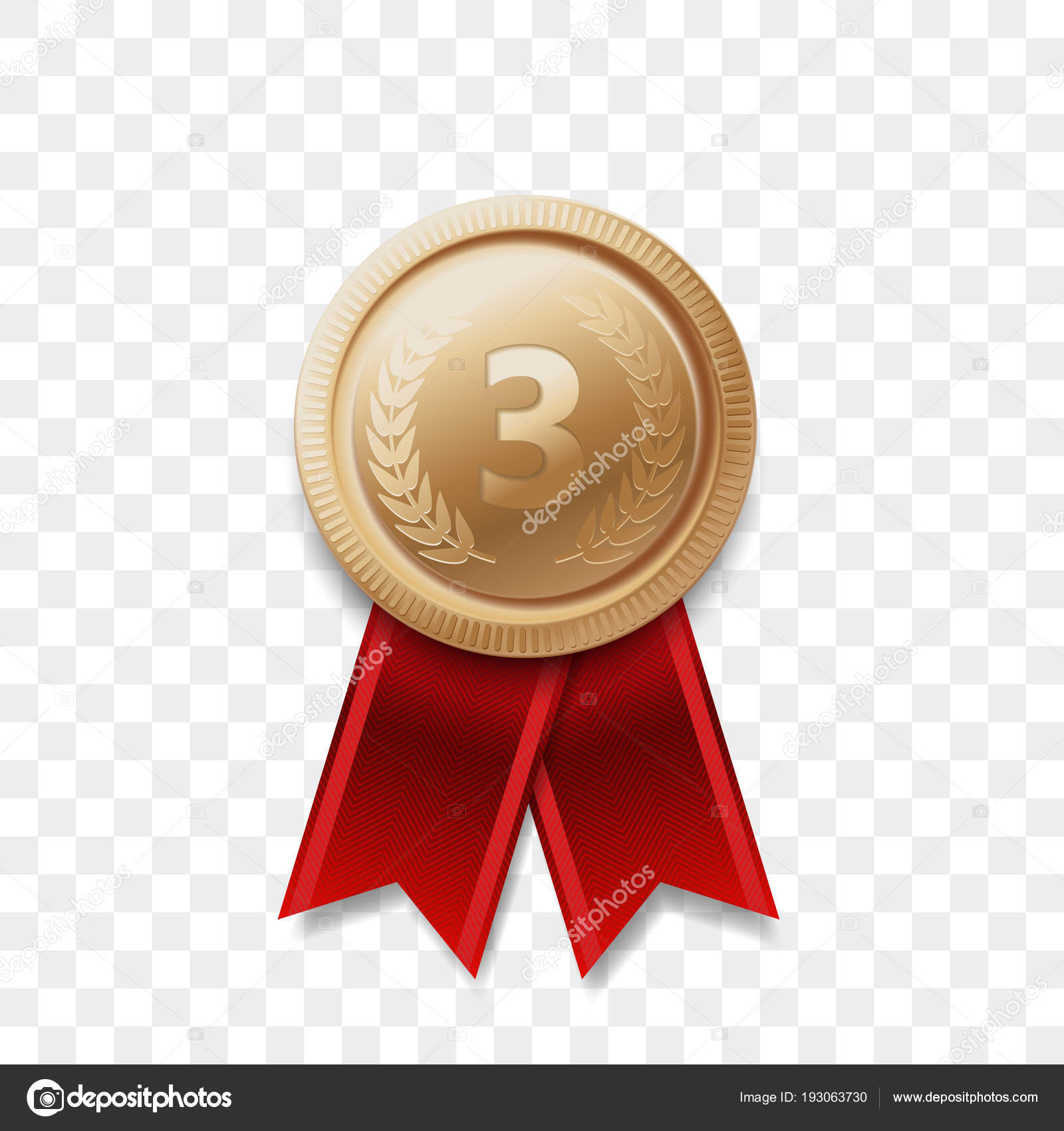 3 place winner bronze medal vector award ribbon Stock Vector Image by