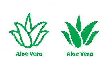 Aloe Vera etiket yaprak yeşil vektör simgesi