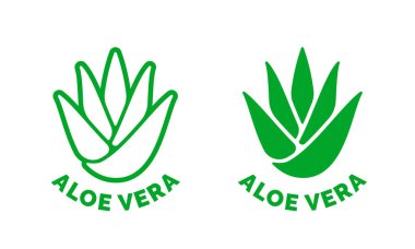 Aloe Vera etiket yaprak yeşil vektör simgesi